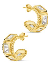 Cassia CZ Huggie Hoop Earrings