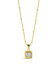 Cassia CZ Square Pendant Necklace - Gold
