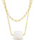 Chain Link and Pearl Layered Necklace - Gold