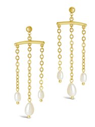 Chains & Pearls Chandelier Drop Earrings - Gold