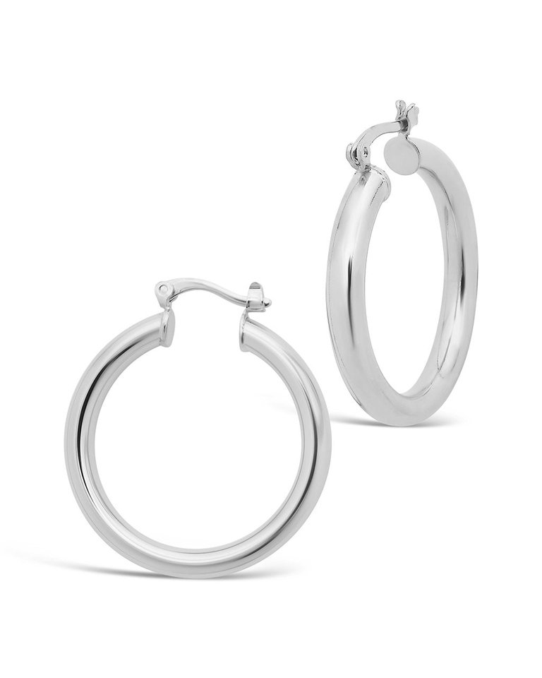 Chunky Tube Hoops - Silver