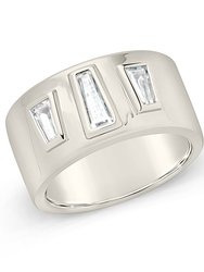 Colsie Tapered CZ Cigar Band Ring - Silver