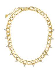 Cuban Chain Choker with Triangle Station CZs - Gold