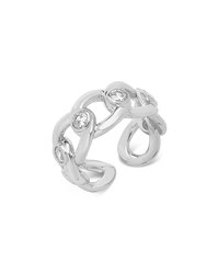 Curb Chain Open Band Ring - Silver