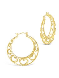 Cut Out Heart Hoops - Gold