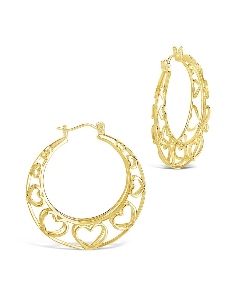 Cut Out Heart Hoops - Gold