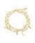 CZ, Moon, & Star Double Chain Bracelet - Gold