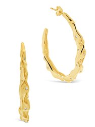 Damaris CZ Molten Metal Hoop Earrings - Gold