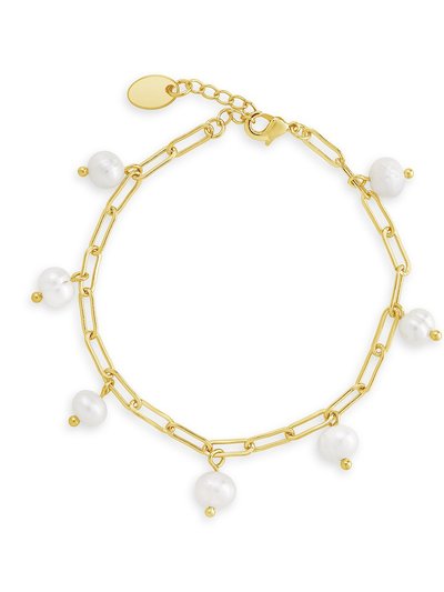 Sterling Forever Dangling Pearl Linked Bracelet product