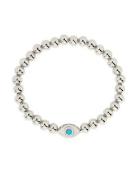 Davey Opal & CZ Evil Eye Beaded Bracelet - Blue Opal