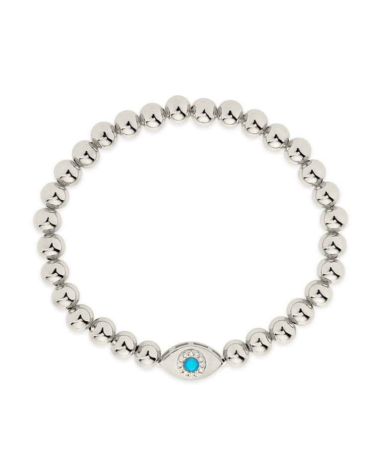 Davey Opal & CZ Evil Eye Beaded Bracelet - Blue Opal