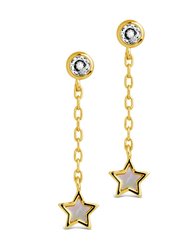 Deja CZ & Moonstone Star Drop Stud Earrings