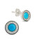 Doria CZ Turquoise Stud Earrings - Silver