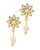 Esti CZ Flower & Pearl Drop Stud Earrings