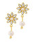 Esti CZ Flower & Pearl Drop Stud Earrings