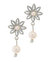 Esti CZ Flower & Pearl Drop Stud Earrings