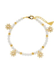 Esti Pearl & CZ Blossom Beaded Bracelet - Gold