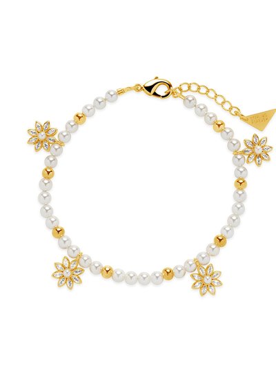 Sterling Forever Esti Pearl & CZ Blossom Beaded Bracelet product
