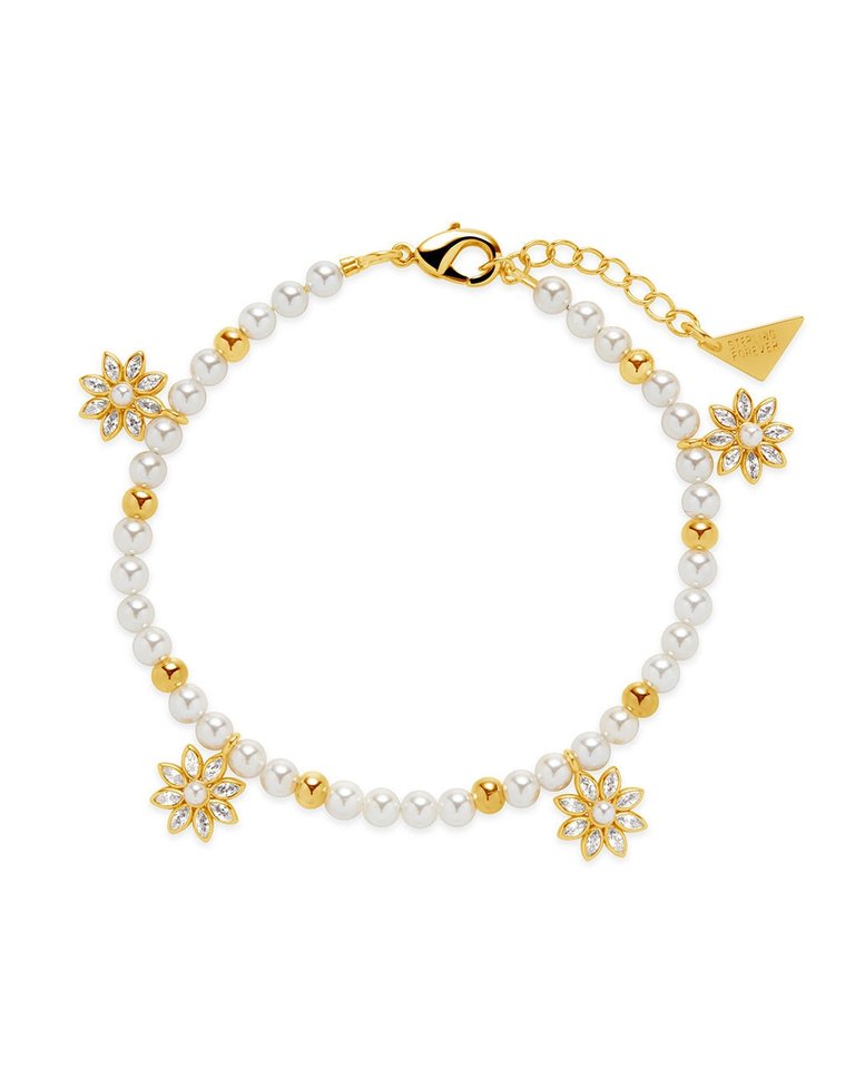 Esti Pearl & CZ Blossom Beaded Bracelet - Gold