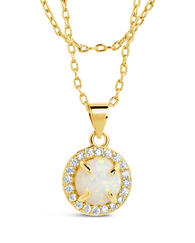 Fabienne CZ & Opal Charm Layered Necklace - Gold
