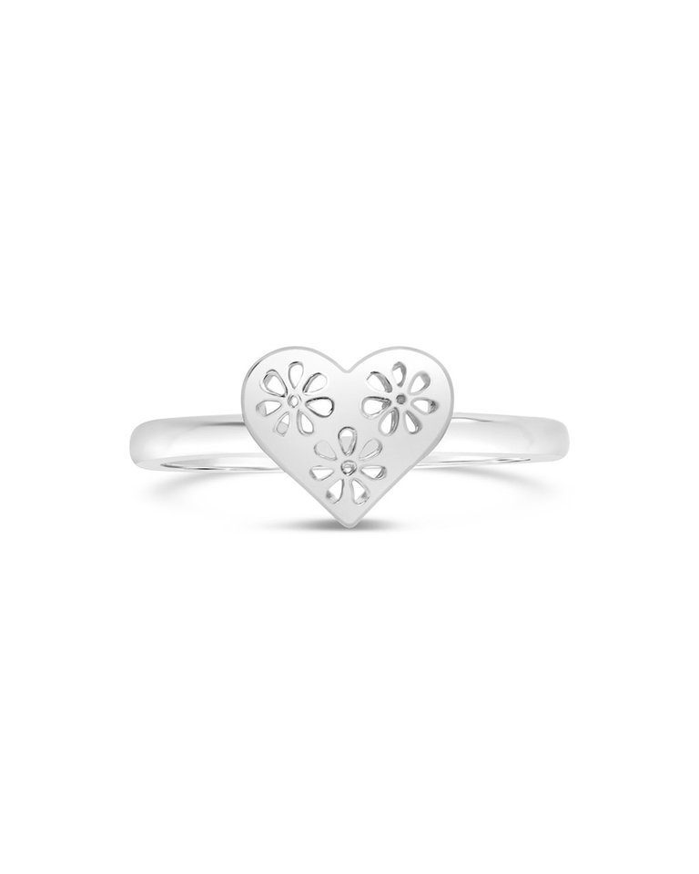 Heart Cut Out Lace Signet Ring