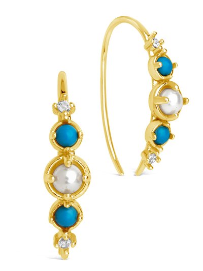 Sterling Forever Indra CZ Turquoise & Pearl Hook Earrings product
