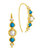 Indra CZ Turquoise & Pearl Hook Earrings - Gold