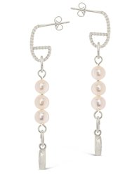 Ivanna CZ Charm Pearl Dangle Earrings