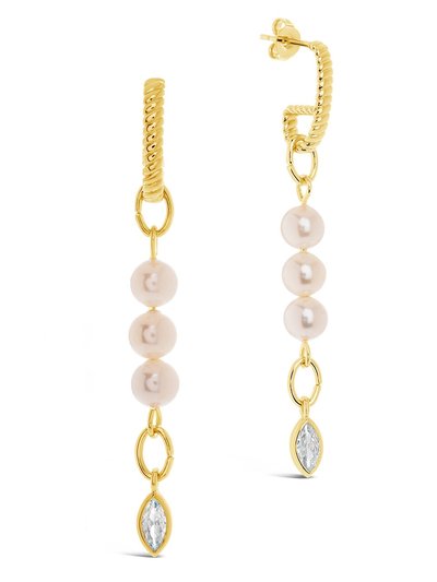 Sterling Forever Ivanna CZ Charm Pearl Dangle Earrings product