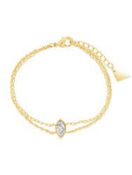 Karlie CZ & Layered Chain Bracelet - Gold