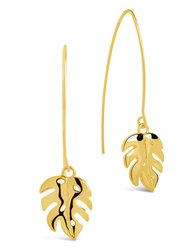 Keilani Monstera Leaf Threader Earrings - Gold