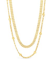 Layered Beaded Chain Necklace - Gold