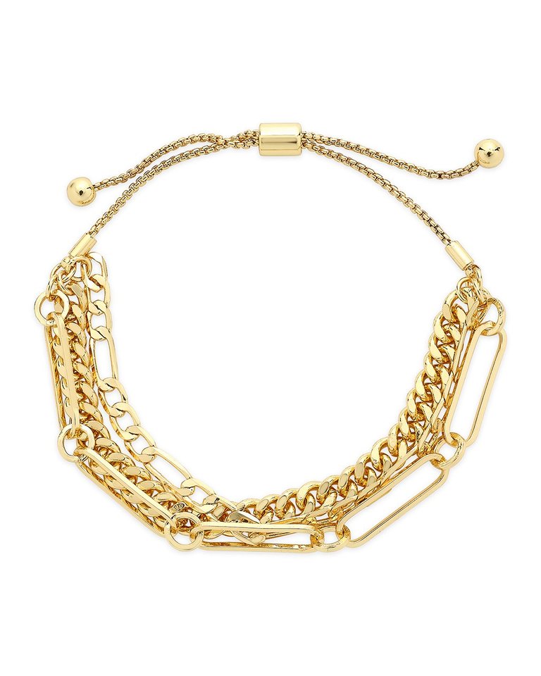 Layered Chain Bolo Bracelet - Gold