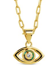 Leidy CZ & Mother of Pearl Evil Eye Pendant Necklace - Gold