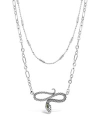 Linked Snake Layered Necklace - Silver