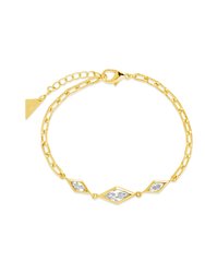 Lissie CZ Station Chain Bracelet - Gold