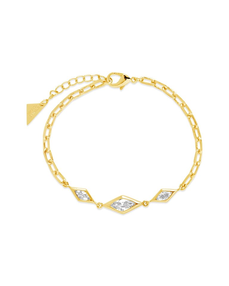 Lissie CZ Station Chain Bracelet - Gold