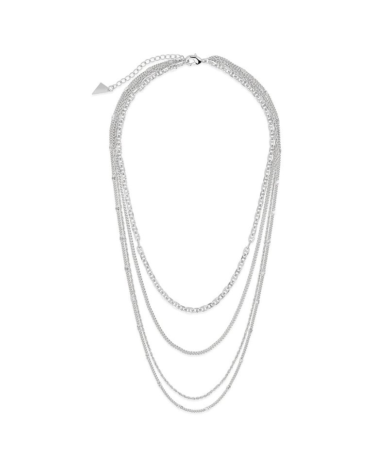 Lulu Layered Chain Necklace - Silver