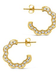 Marisole CZ Rose Petal Hoop Earrings