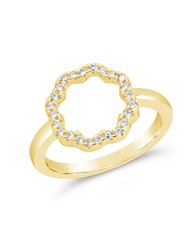 Marisole CZ Rose Petal Outline Ring - Gold