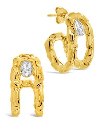 Mavis CZ Molten Metal Folded Hoop Earrings - Gold