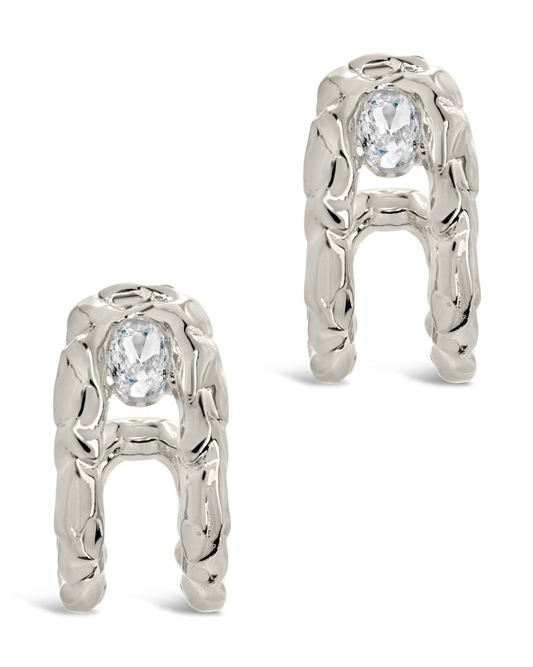 Mavis CZ Molten Metal Folded Hoop Earrings