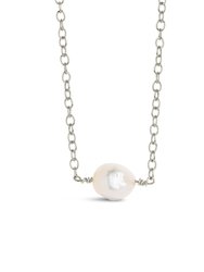 Medium Pearl Pendant Necklace - Silver