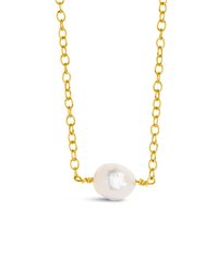 Medium Pearl Pendant Necklace - Gold