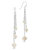 Mixed Chain Link Pearl Dangle Earrings - Silver