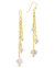 Mixed Chain Link Pearl Dangle Earrings - Gold