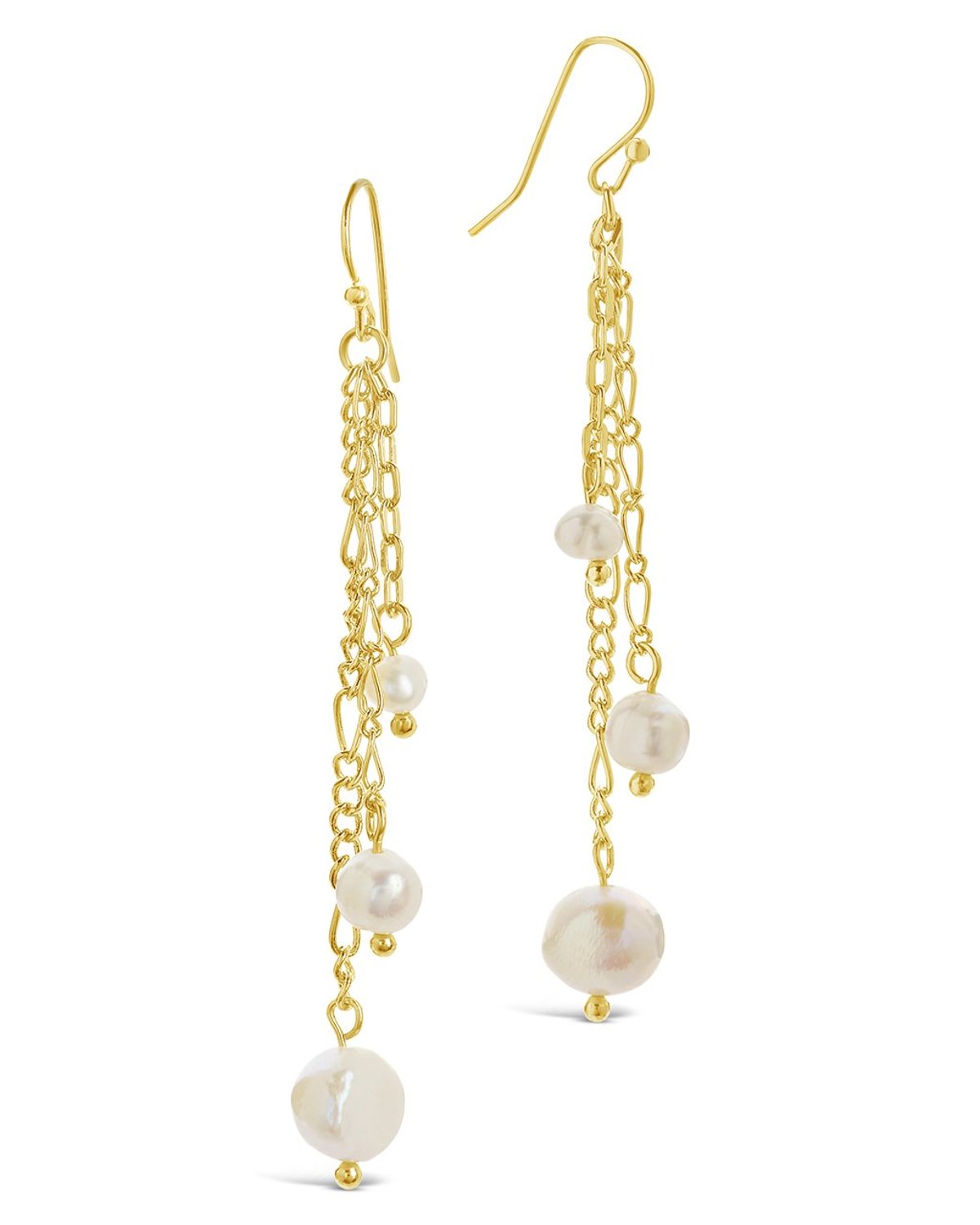 Hanging Pearl Fish Hook Earrings - Nickel Free