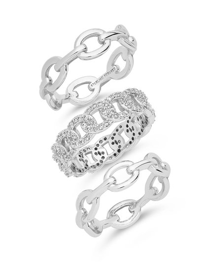 Sterling Forever Mixed Link Stacking Ring Set of 3 product