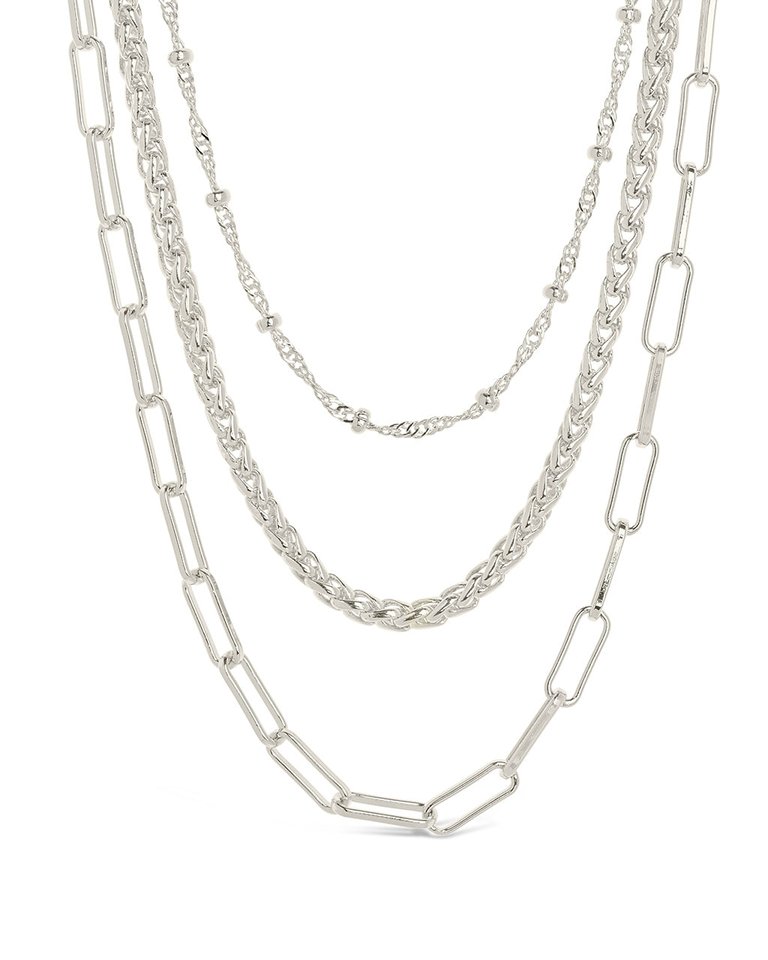 Parisa Layered Chain Necklace - Silver
