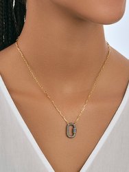 Pave CZ Carabiner Lock Necklace